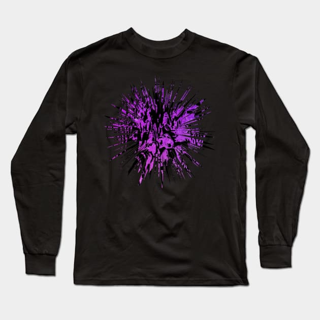 Purple and Black Starburst Long Sleeve T-Shirt by Klssaginaw